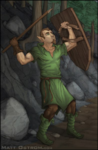 Fantasy Poster, Ed Elf.  One Elf in battle.